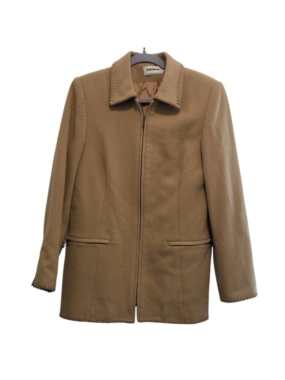Tribal Tan Cashmere Wool Blend Full Zip Jacket Womens 6
